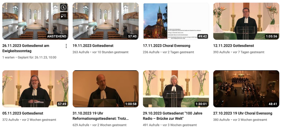 Videos auf dem YouTube-Kanal der Johanneskirche